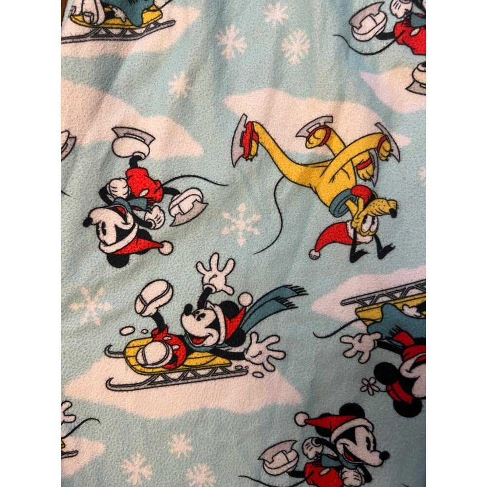 Disney Mickey Minnie Pluto Ice Skating Christmas Pajama Pants XL Fleece Holiday - Picture 6 of 8
